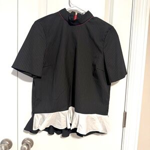 Black and White Ruffle Hem Top Zara